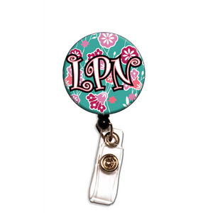 Initial This Retractable Badge Reel- Lillies LPN